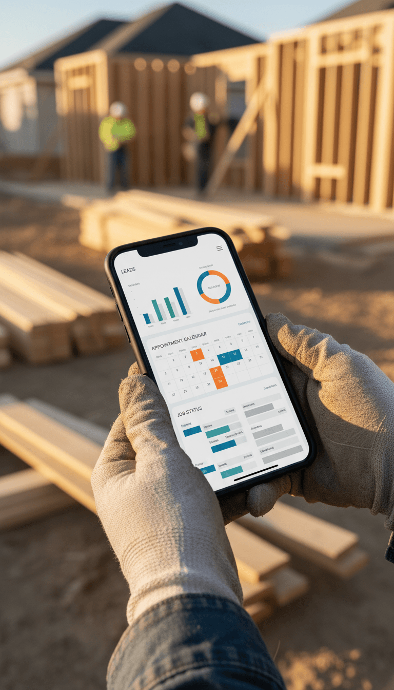 Contractor viewing lead details and job schedule on mobile dashboard